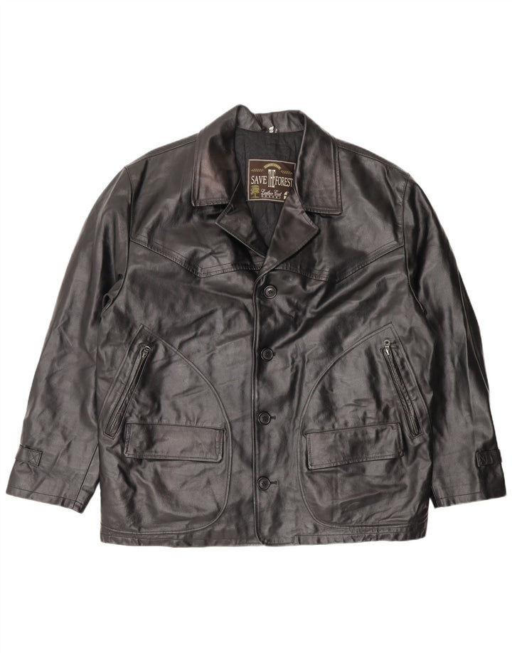 Essebi Herren Lederjacke IT 50 Großes schwarzes Leder