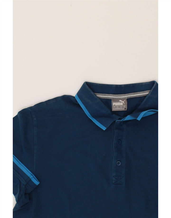 PUMA Mens Polo Shirt Large Blue Cotton Vintage Puma and Second-Hand Puma from Messina Hembry 
