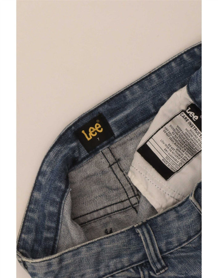 Lee Damen Jeansrock im Distressed-Look, US 7 Medium W28, blaue Baumwolle