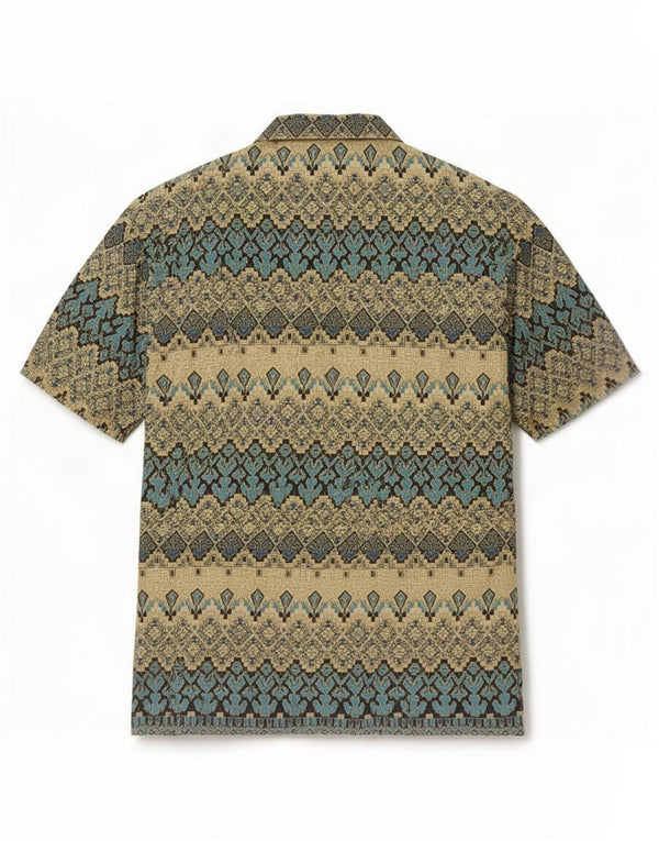 Alit Astika Herren Kurzarmhemd 3XL Beige Geometrisch Baumwolle