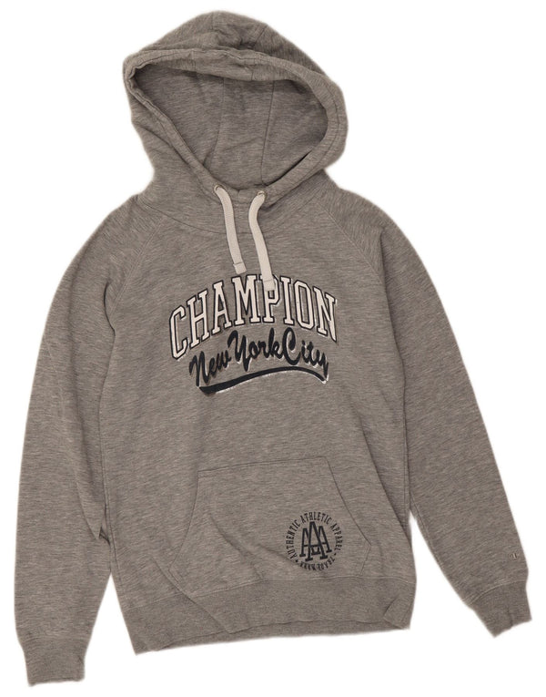 Champion Womens New York City Graphic Hoodie Pullover UK 10 Small Grau