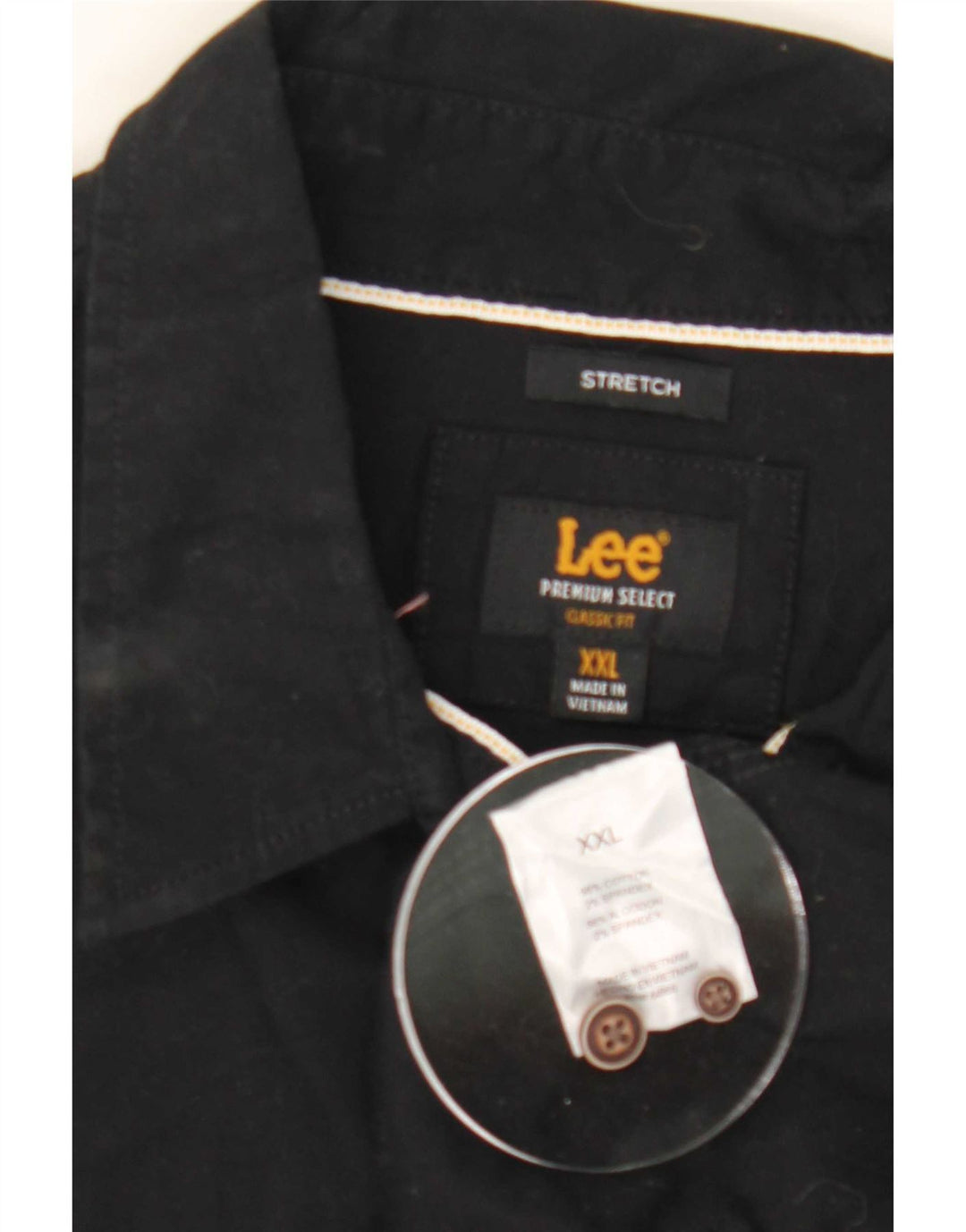 Lee Herren-Stretchhemd 2XL aus schwarzer Baumwolle