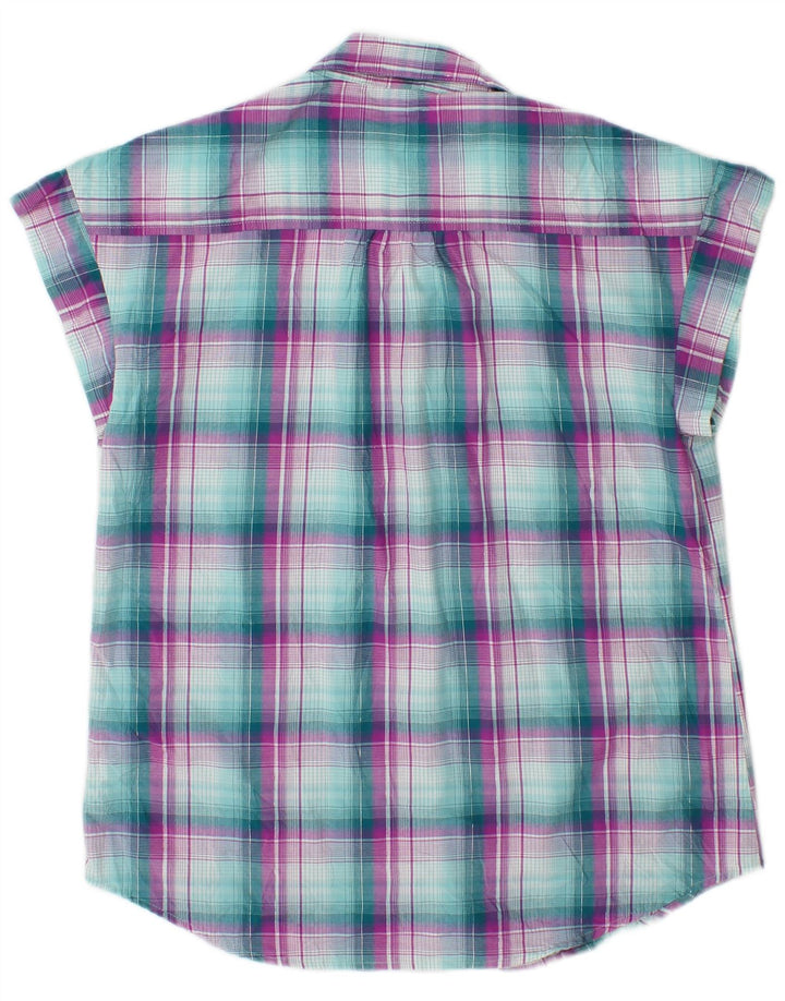 Lee Womens Riders Ärmelloses Hemd UK 14 Mittelgrün kariertes Polyester