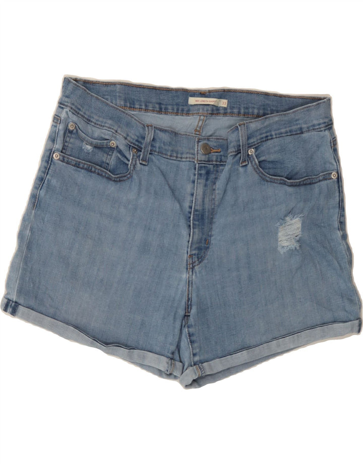 LEVI'S Womens Distressed Denim Shorts W33 Large Blue Cotton Vintage Levi's and Second-Hand Levi's from Messina Hembry 