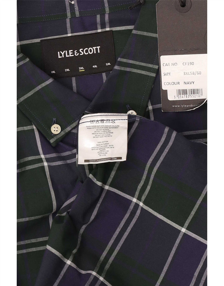 Lyle & Scott Herrenhemd 3XL Marineblau kariert Baumwolle