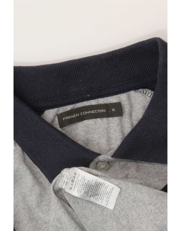 French Connection Herren-Poloshirt XL, graues Colourblock-Polyester