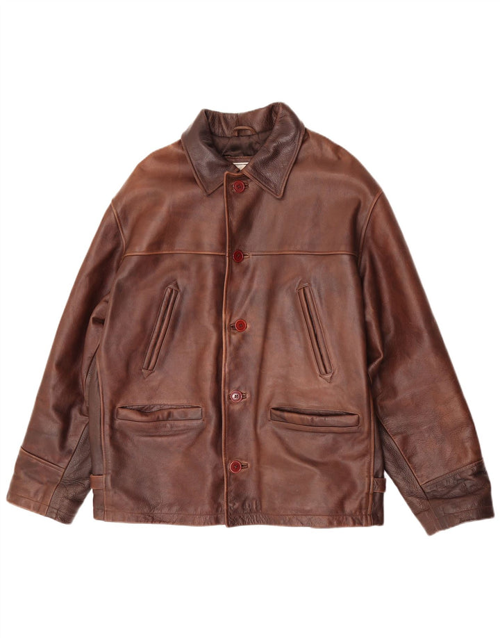 Hide Park Herren Lederjacke IT 52 XL Braunes Leder