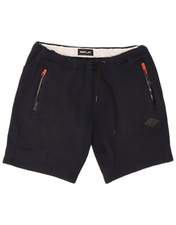Replay Herren Graphic Sport Shorts XL Marineblau Baumwolle