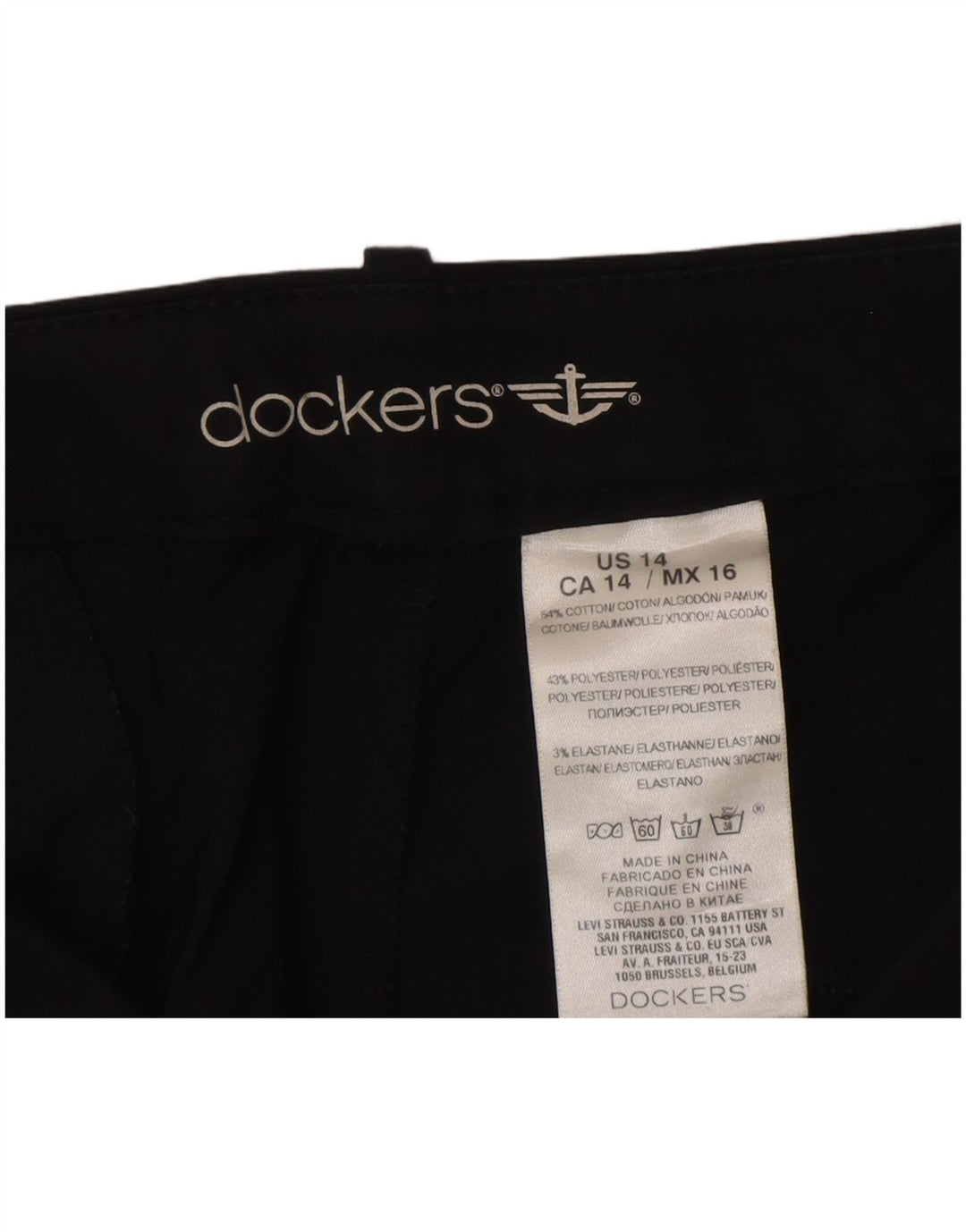Dockers Damen Caprihose US 14 XL W36 L20 Schwarze Baumwolle