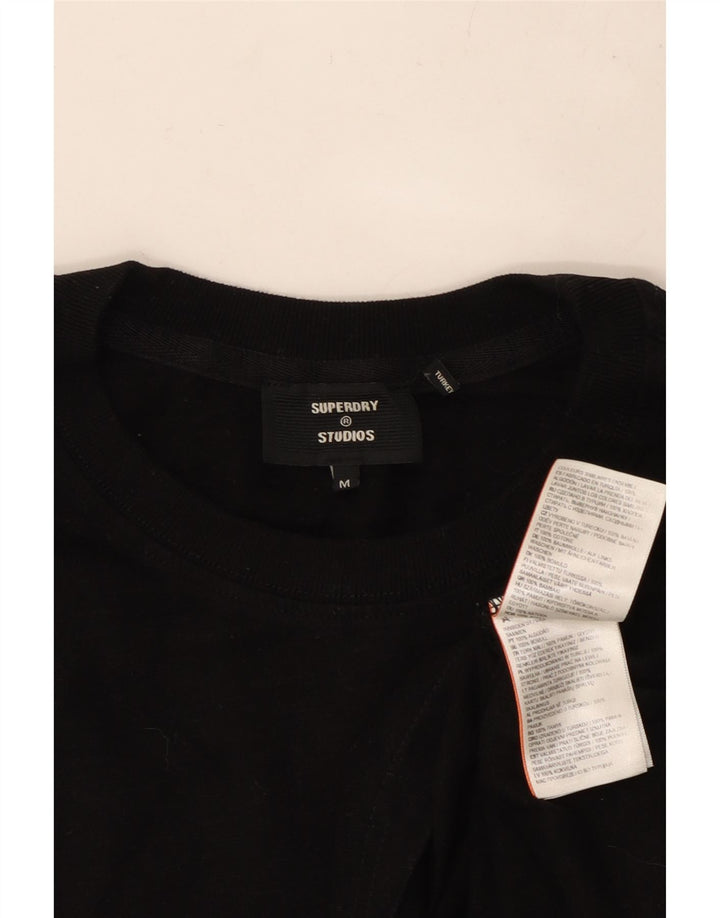 SUPERDRY Herren T-Shirt-Oberteil aus mittelschwarzer Baumwolle