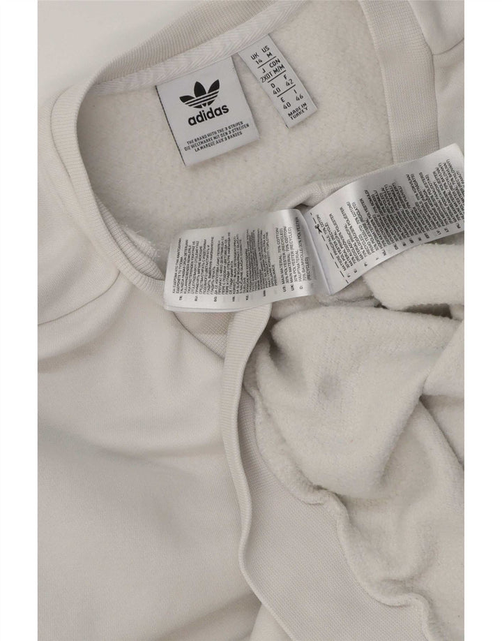 Adidas übergroßer Damen-Sweatshirt-Pullover, UK 14, mittelweiße Baumwolle