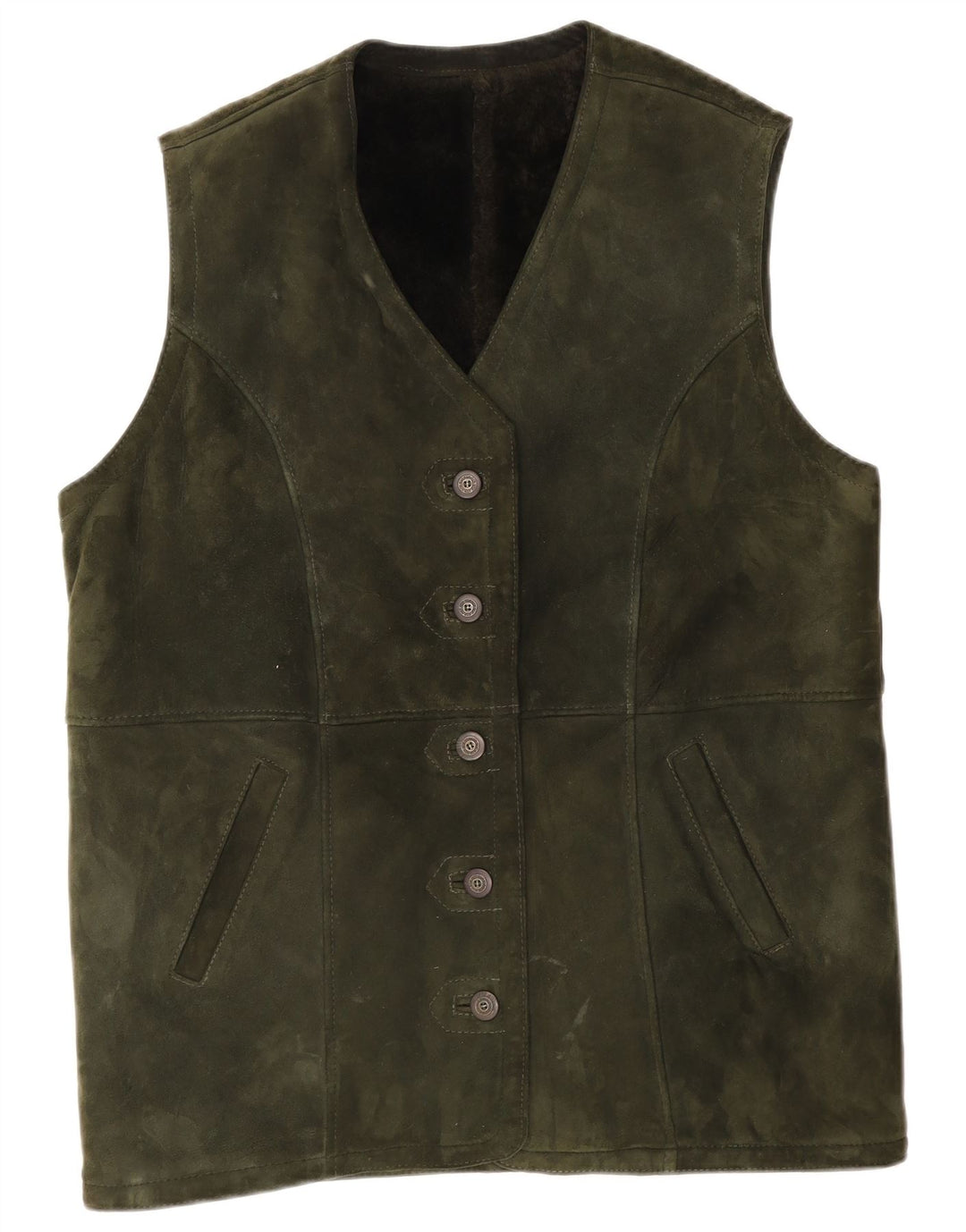 Vintage Damen Wildlederweste UK 14 Large Khaki
