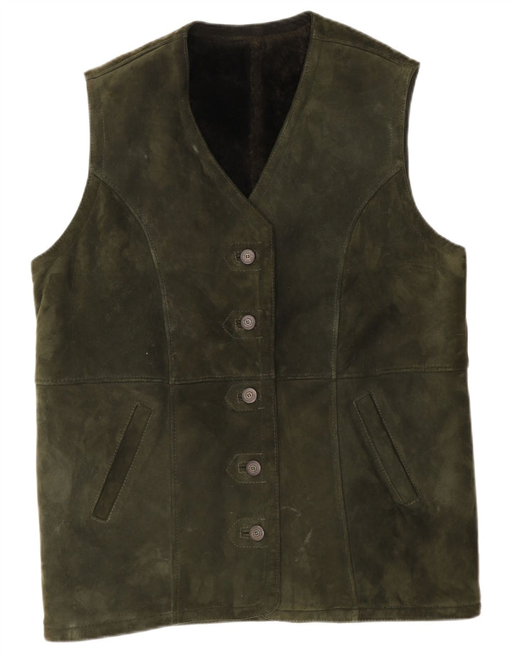 Vintage Damen Wildlederweste UK 14 Large Khaki
