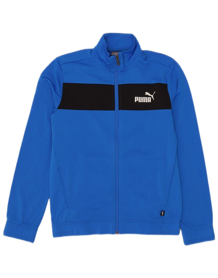 Puma Jungen-Trainingsanzug-Top-Jacke, 13–14 Jahre, blaues Farbblock-Polyester