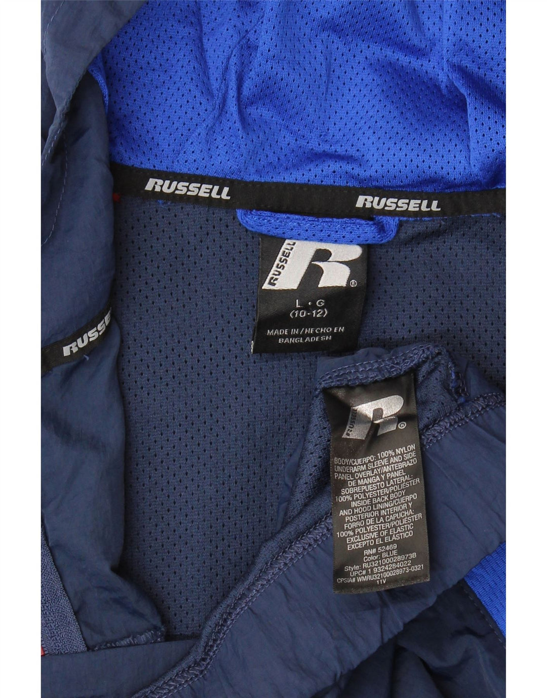 Russell Athletic Regenjacke für Jungen, 10–11 Jahre, groß, Marineblau, Farbblock