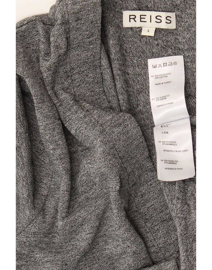 Reiss Herren-Cardigan, groß, grau geflecktes Polyester