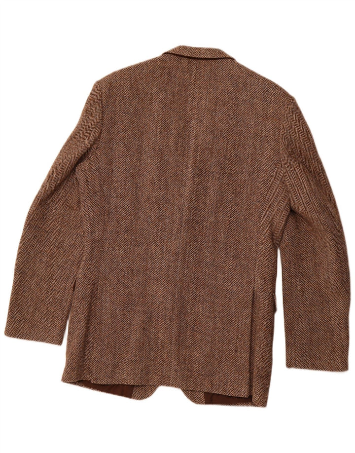 ST MICHAEL Herren-Blazer mit 2 Knöpfen, UK 38, mittelbraune Wolle mit Fischgrätenmuster