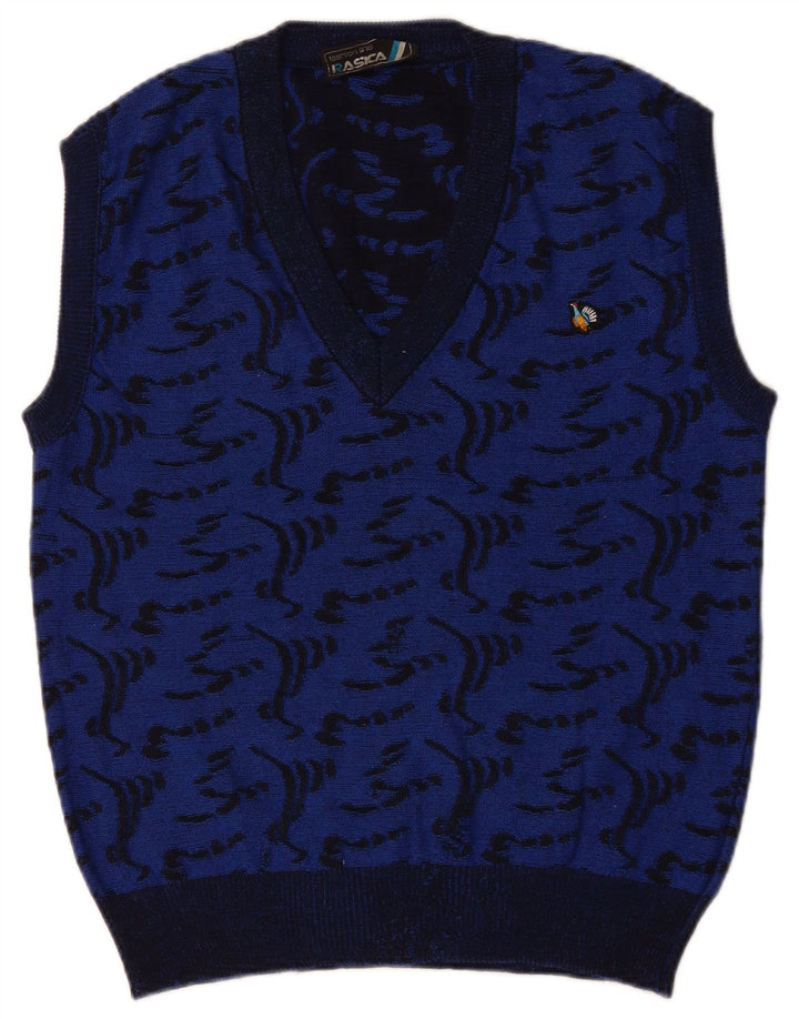 Rasica Herren-Tanktop mit abstraktem Muster, mittelblaue Viskose