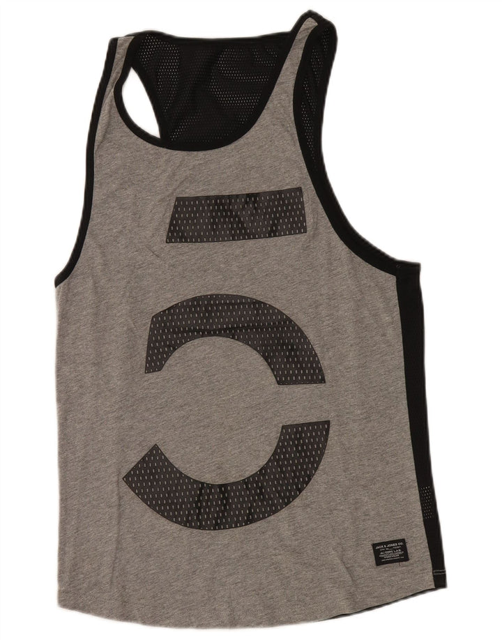 Jack & Jones Herren-Weste mit Grafik, Größe S, grau gesprenkelte Baumwolle