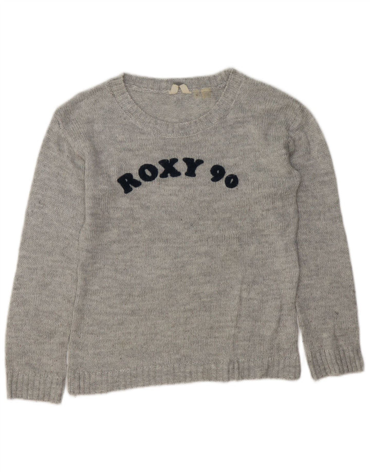 ROXY Damen Pullover mit grafischem U-Boot-Ausschnitt, UK 14, Mittelgrau