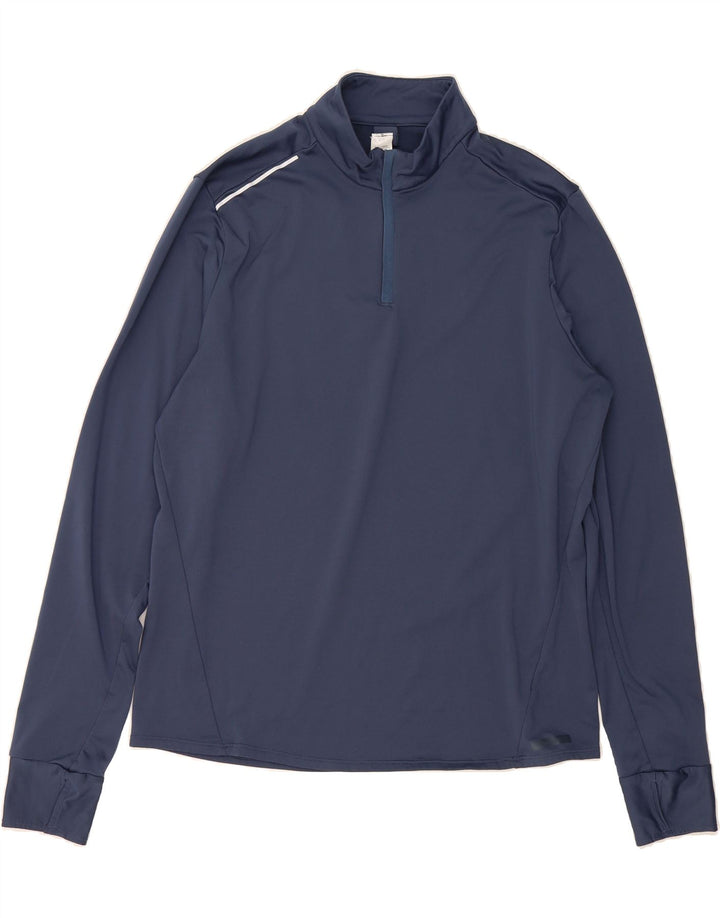 DECATHLON Mens Zip Neck Pullover Tracksuit Top XL Navy Blue Polyester Vintage Decathlon and Second-Hand Decathlon from Messina Hembry 