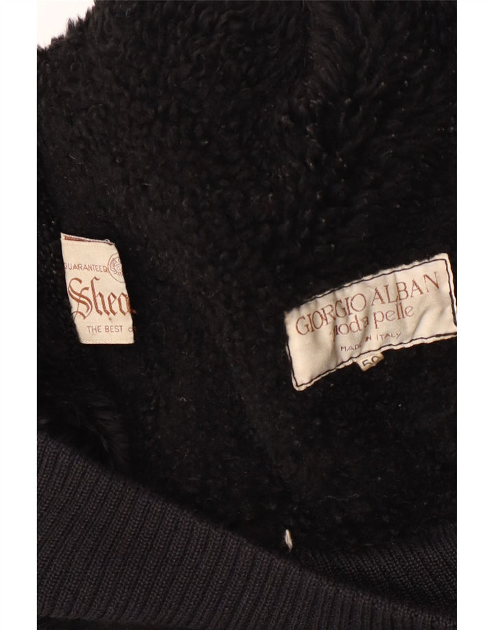 Vintage Herren Shearling Jacke IT 50 Großes schwarzes Shearling