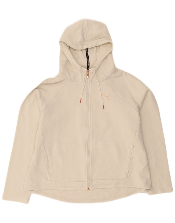 Puma Damen Zip Hoodie Pullover UK 18 XL Off White Baumwolle