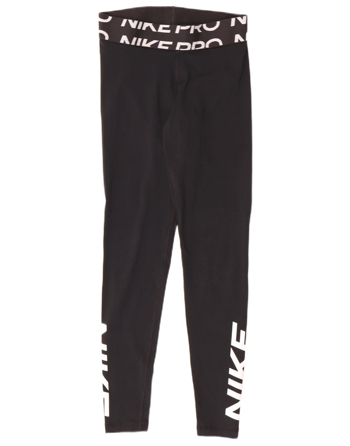 Nike Damen Dri Fit Graphic Leggings UK 10 Small Schwarz Polyester Sport