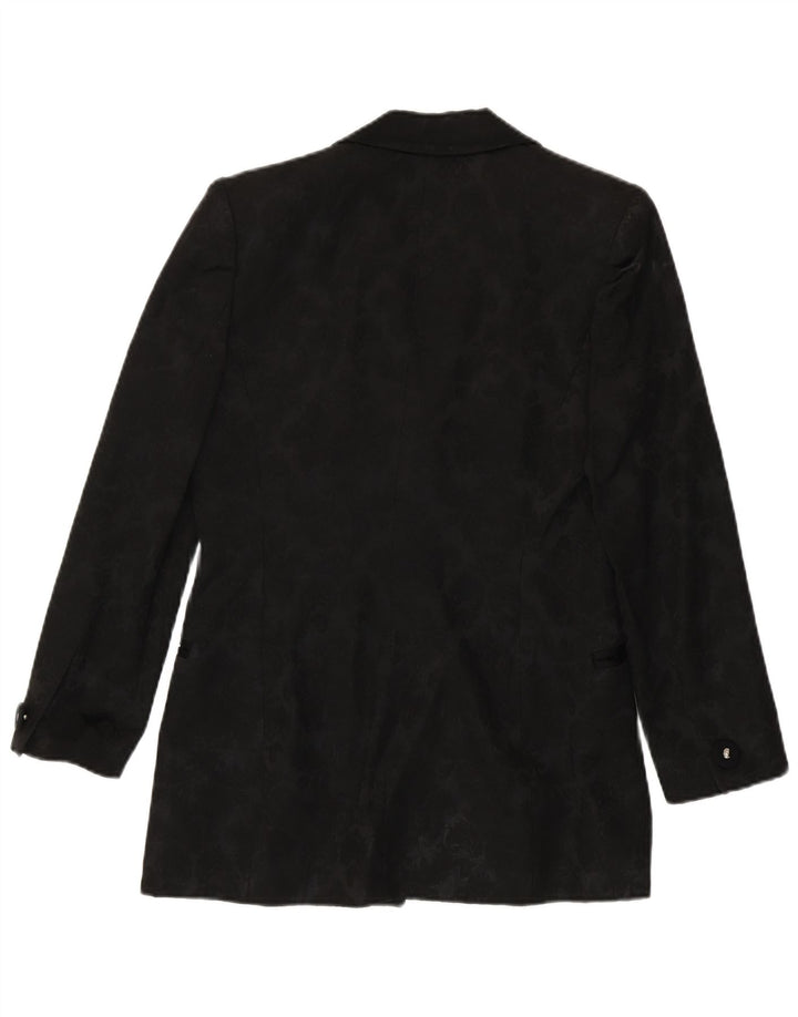 Sfarzo Damen 1-Knopf-Blazerjacke IT 42 Mittelschwarzes Blumenacryl