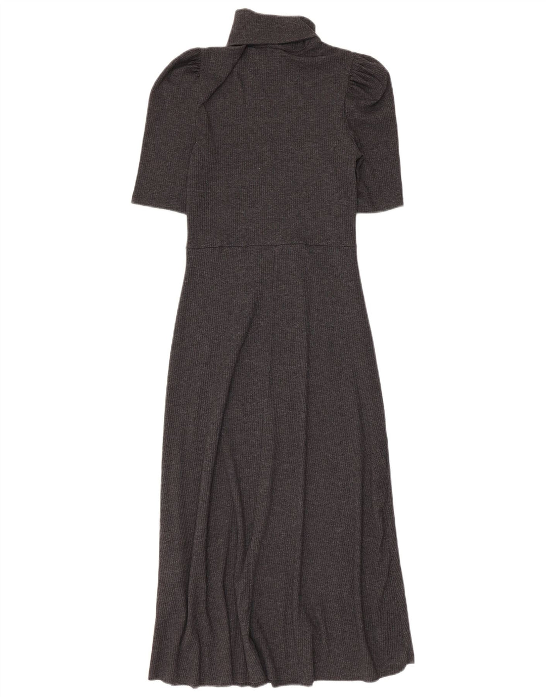 Zara Damen-Pulloverkleid mit Rollkragen und kurzen Ärmeln, Größe S, Grau, Polyester