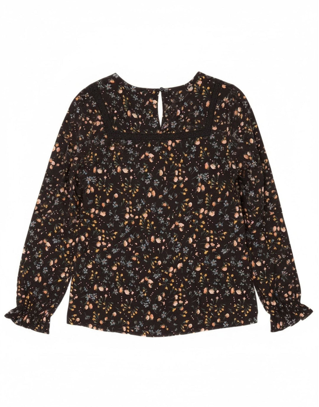 Joules Langarm-Blusenoberteil für Damen, UK 12, Mittelschwarz, geblümt, Baumwolle