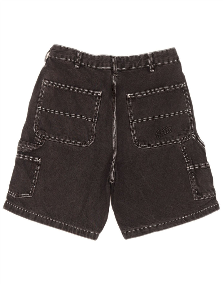 Pull & Bear Herren STWD Cargo Denim Shorts EU 36 Small W29 Schwarze Baumwolle