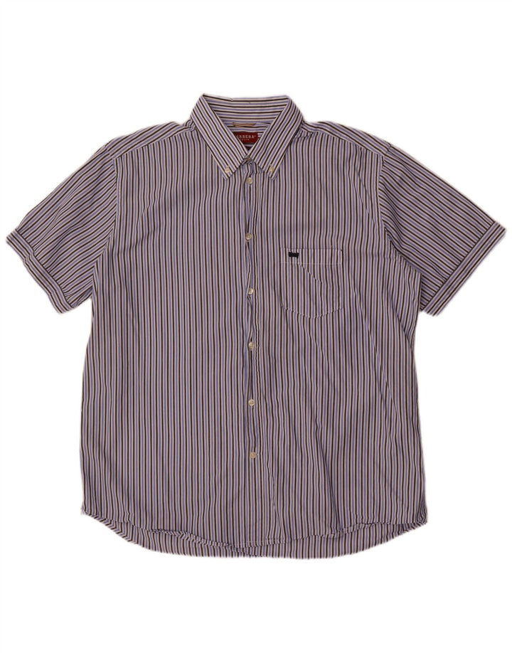 Carrera Herren Regular Fit Kurzarmhemd 2XL blau gestreift aus Baumwolle