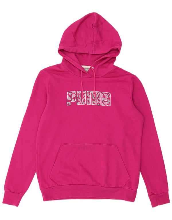 Puma Womens Graphic Hoodie Pullover UK 14 Mittelrosa Baumwolle