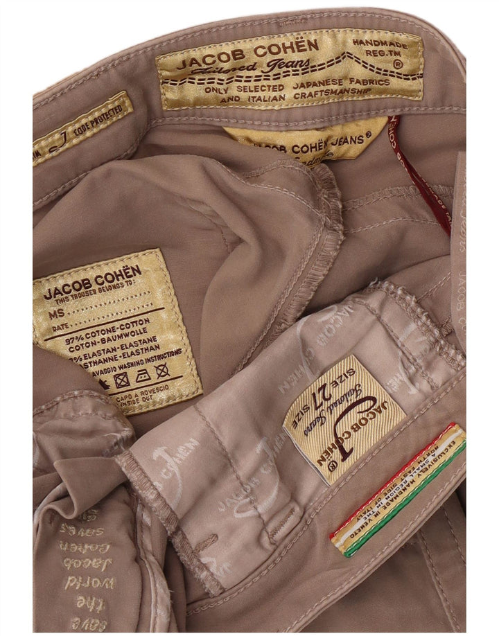 Jacob Cohen Damen Slim Freizeithose W27 L28 Beige Baumwolle