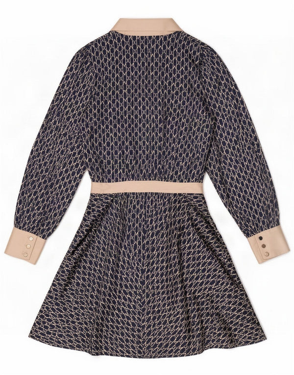 Guess By Marciano Damen-Kleid mit abstraktem Muster in A-Linie, US 6 Medium Navy Blu