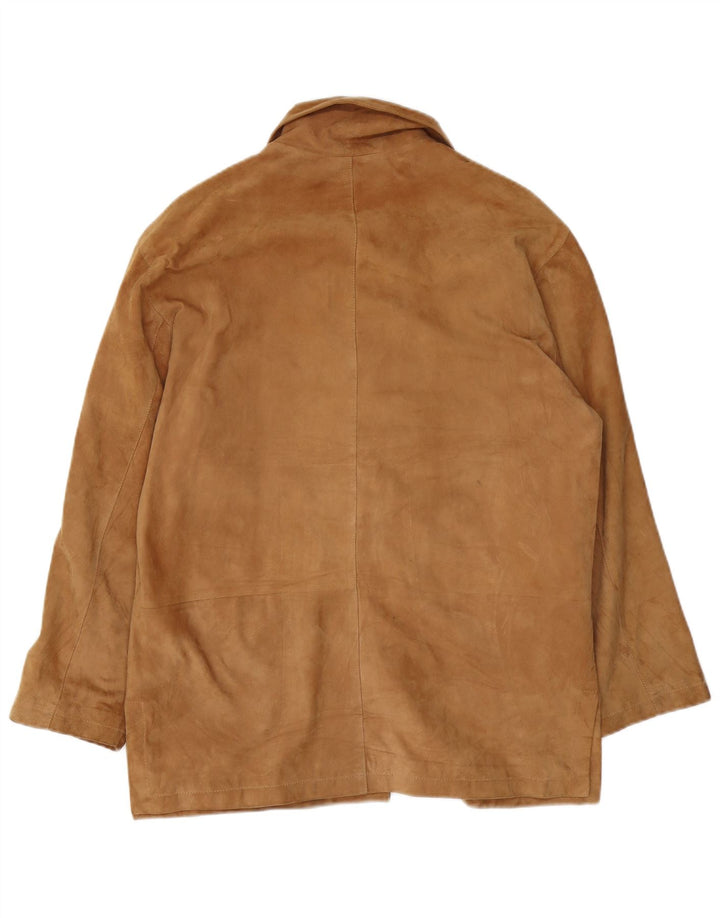 VINTAGE Damen Wildlederjacke UK 16 Großes braunes Leder