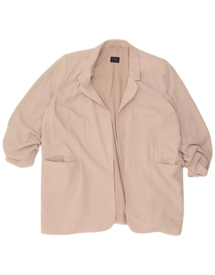 Marks & Spencer Offene Blazerjacke für Damen mit 3/4-Ärmeln, UK 22 3XL Beige