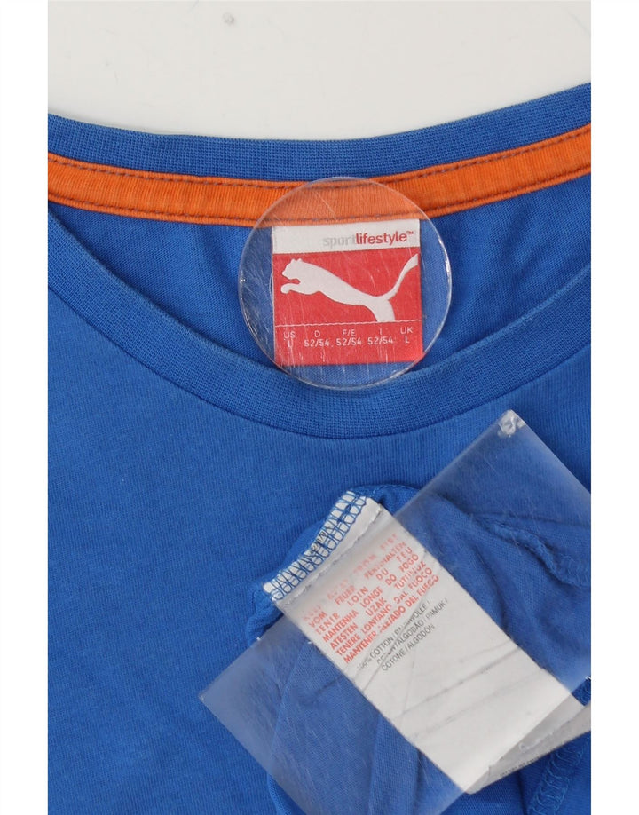 PUMA Herren Grafik T-Shirt Top Large Blau Baumwolle