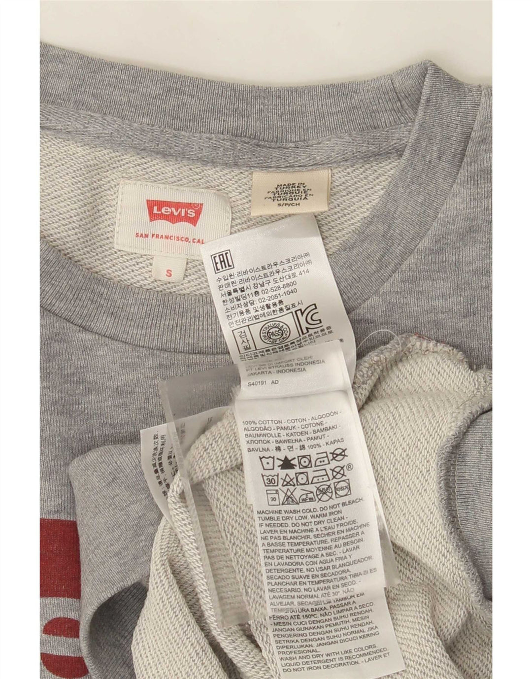 Levi's Herren-Sweatshirt mit Grafik, Größe S, graue Baumwolle