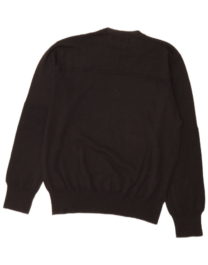 Zara Herren-Pullover mit Rundhalsausschnitt, XL, schwarze Wolle