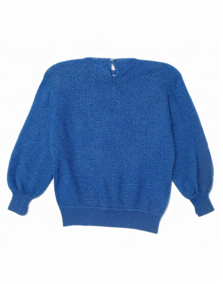 Vintage Damen Rundhalspullover Pullover UK 16 Groß Blau