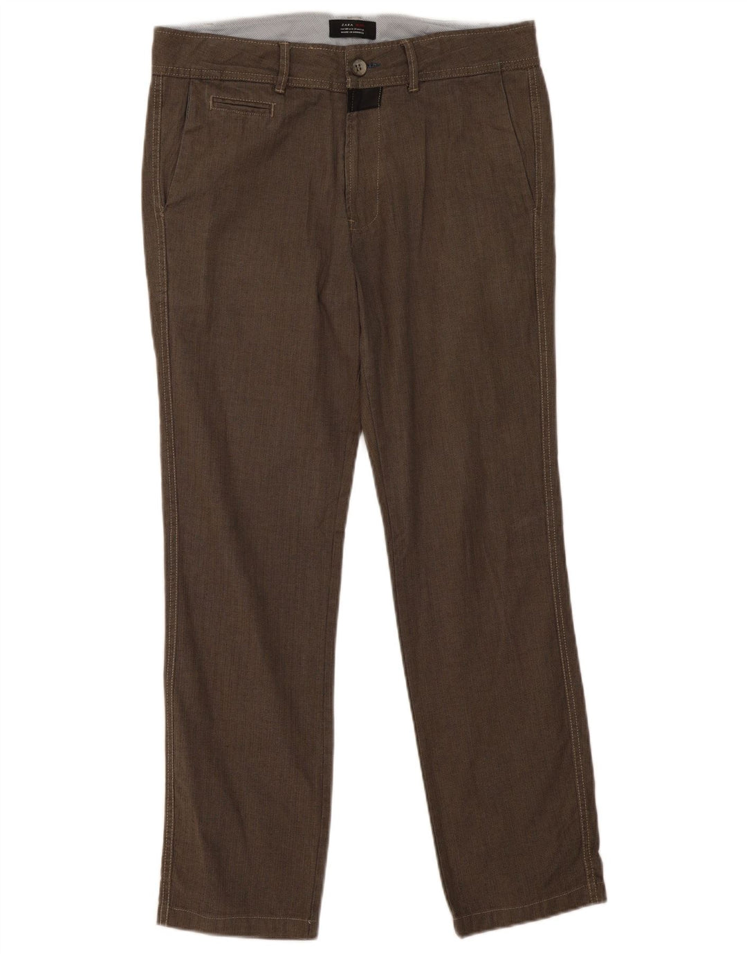 Gerade Chino-Hose für Herren von Zara, EU 40, mittelgroß, W31, L30, graues Fischgrätenmuster