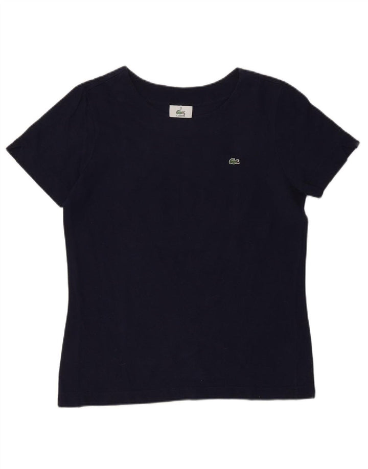 LACOSTE Womens T-Shirt Top Size 38 Medium Navy Blue Cotton