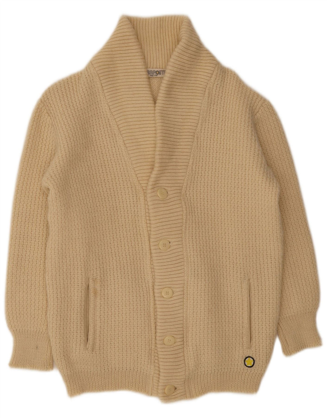 Vintage Herren Cardigan Pullover IT 50 Mittelbeige Wolle
