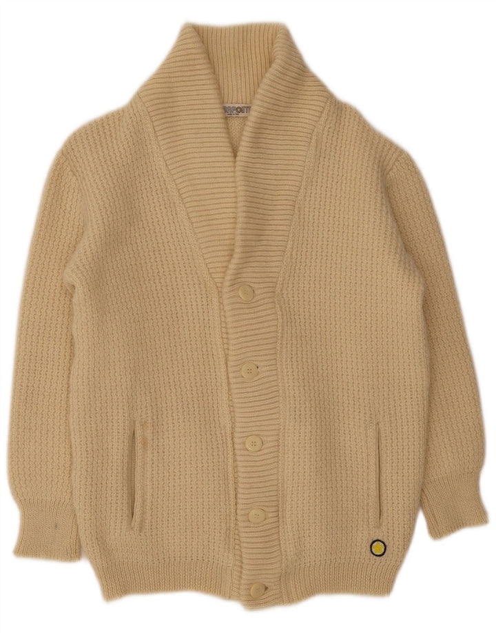 Vintage Herren Cardigan Pullover IT 50 Mittelbeige Wolle