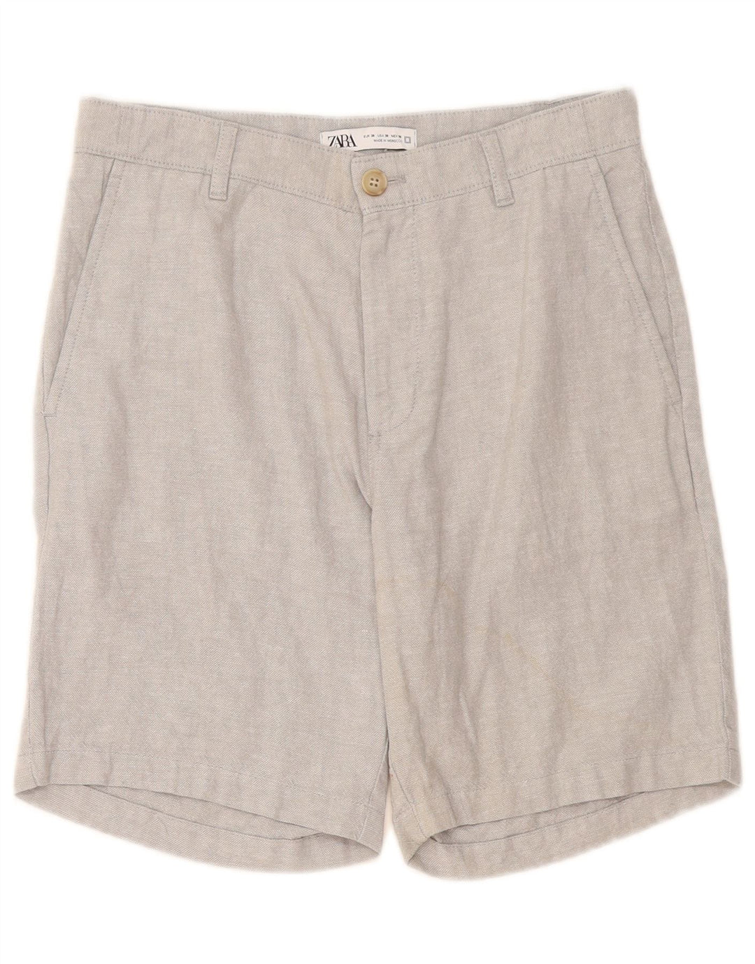 Zara Herren Chinoshorts EU 38 Small W30 Graues Leinen