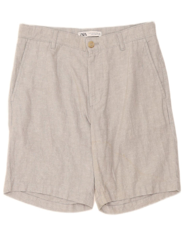 Zara Herren Chinoshorts EU 38 Small W30 Graues Leinen