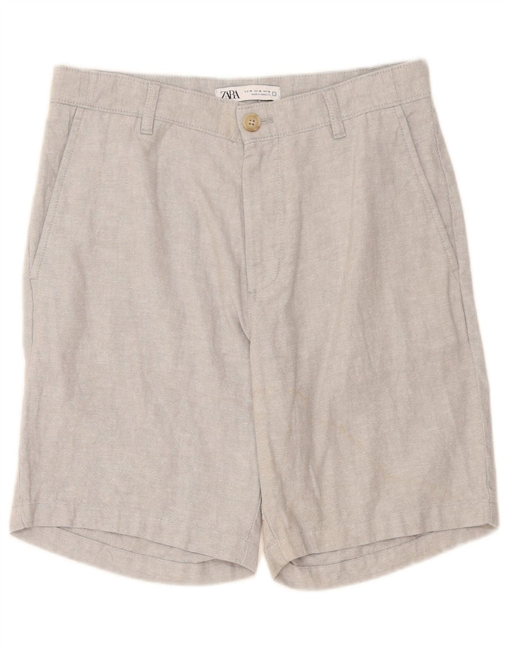 Zara Herren Chinoshorts EU 38 Small W30 Graues Leinen