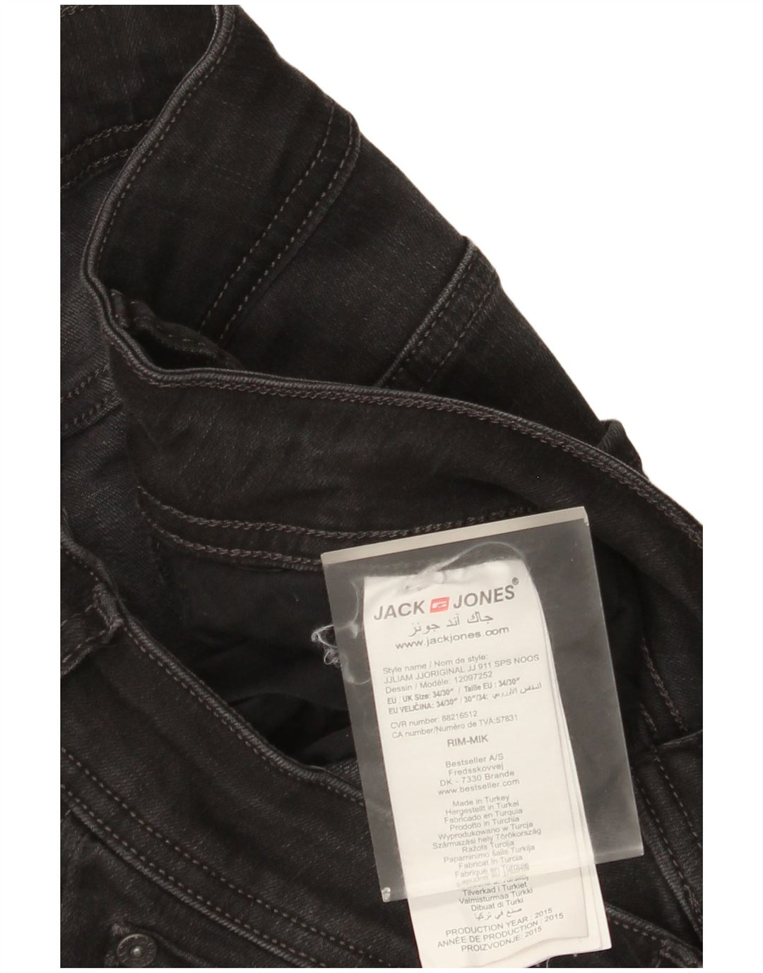 Jack & Jones Herren Slim Jeans W34 L30 Schwarze Baumwolle